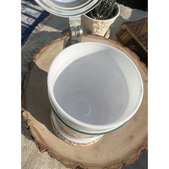 Vintage German BMF W. Germany Loving Couple Beer Stein With Pewter Lid Folk Art - Picture 7 of 9